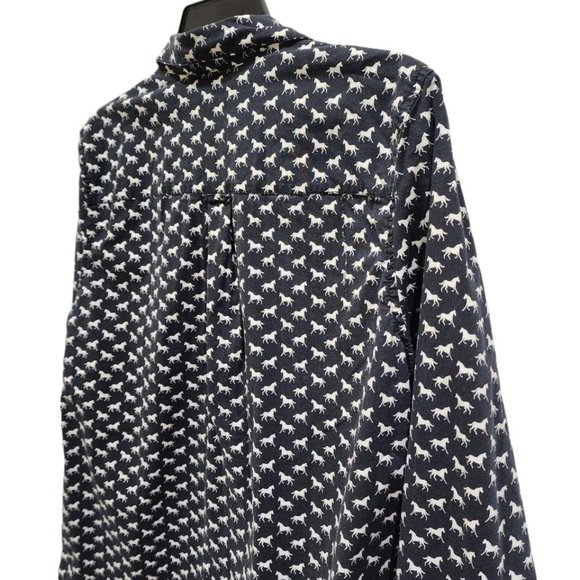 Charter Club Shirt Women's Size L Navy Horse Print Button Down - Picture 13 of 16